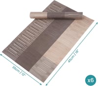 Belle Vous 6 darabos tányéralátét szett khaki-barna PVC, mosható, csúszásmentes, vízálló 2