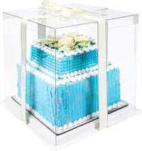BELLE VOUS Átlátszó Tortaszállító Doboz 26x26x28 cm Fedővel Ajándék Csomagolás 1