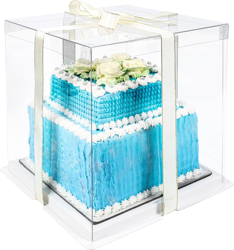 BELLE VOUS Átlátszó Tortaszállító Doboz 26x26x28 cm Fedővel Ajándék Csomagolás