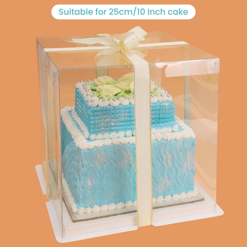 BELLE VOUS Átlátszó Tortaszállító Doboz 26x26x28 cm Fedővel Ajándék Csomagolás