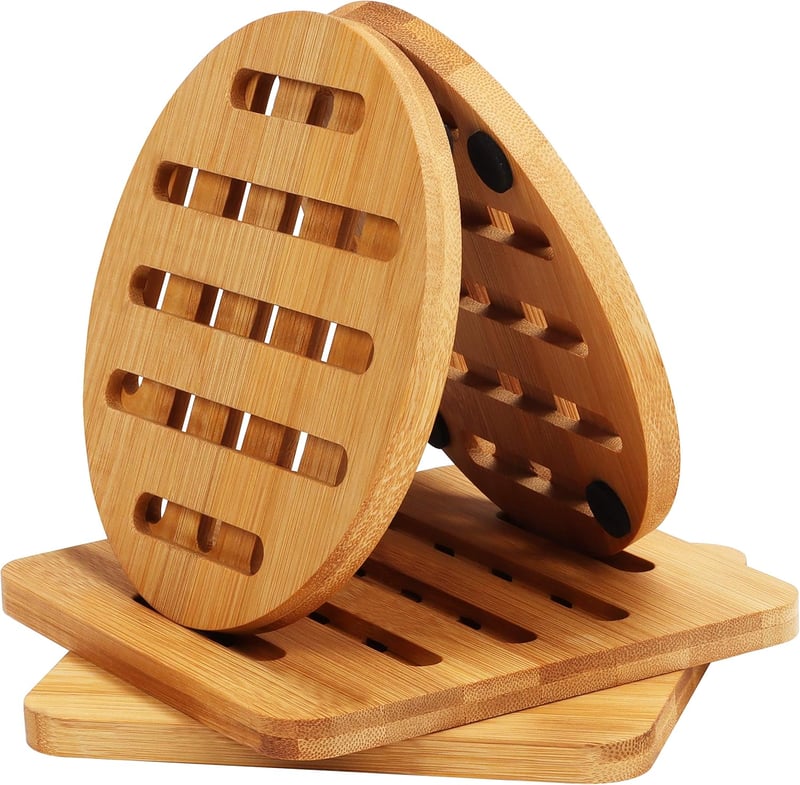 Belle Vous Bambusz Trivet Szett 4 db Hőálló Edénytartó 15x15 cm