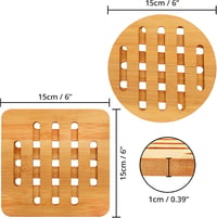Belle Vous Bambusz Trivet Szett 4 db Hőálló Edénytartó 15x15 cm 2