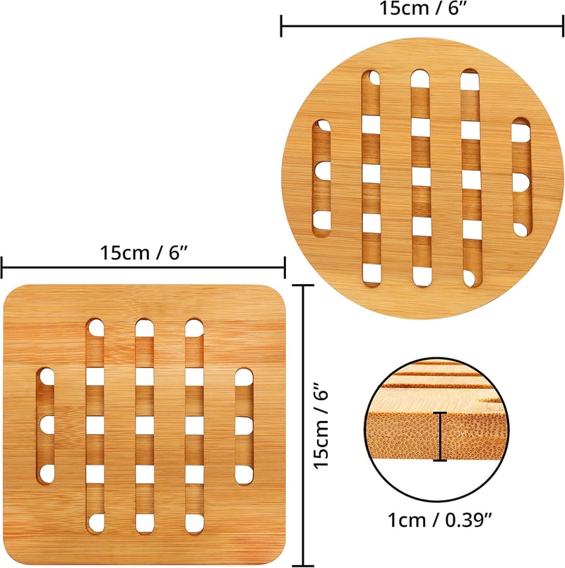 Belle Vous Bambusz Trivet Szett 4 db Hőálló Edénytartó 15x15 cm