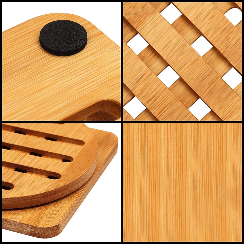 Belle Vous Bambusz Trivet Szett 4 db Hőálló Edénytartó 15x15 cm