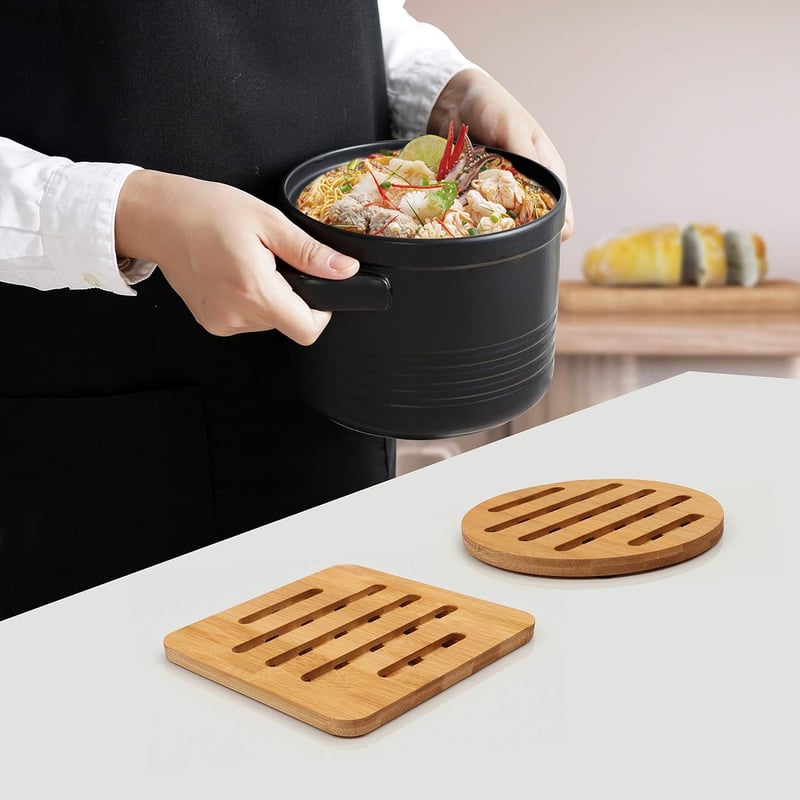 Belle Vous Bambusz Trivet Szett 4 db Hőálló Edénytartó 15x15 cm