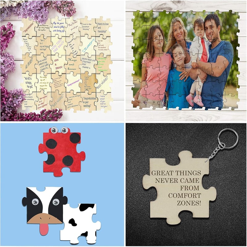 BELLE VOUS Fa Puzzle Üres 100 db Festéshez DIY Kézműves Esküvői Vendégkönyv