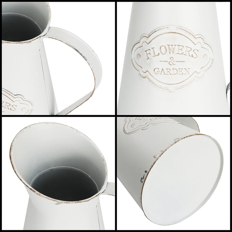 Belle Vous Fehér Fém Dekoratív Váza Vintage Stílusban 20cm