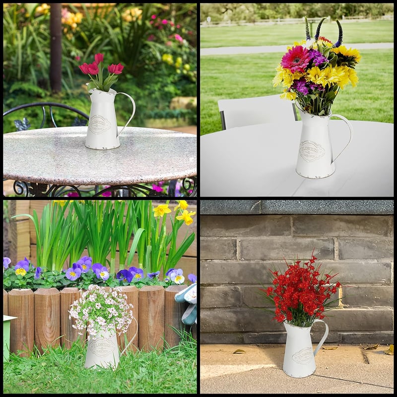 Belle Vous Fehér Fém Dekoratív Váza Vintage Stílusban 20cm