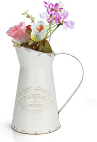 Belle Vous Fehér Fém Dekoratív Váza Vintage Stílusban 20cm 5