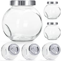 BELLE VOUS Kerek Üvegtartó Fedővel 480ml 6db - Tárolóedény Fűszerhez, Mézhez, Babáélelmiszerhez 1