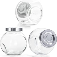 BELLE VOUS Kerek Üvegtartó Fedővel 480ml 6db - Tárolóedény Fűszerhez, Mézhez, Babáélelmiszerhez 4