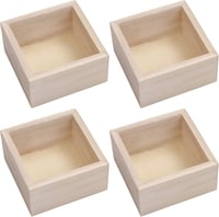 BELLE VOUS Négyzet alakú nyers fa tárolódoboz szett 4 db-os 9,5x9,5x5cm 1