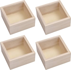 Súprava 4 štvorcových úložných boxov z prírodného dreva Belle Vous - 9,5x9,5x5 cm