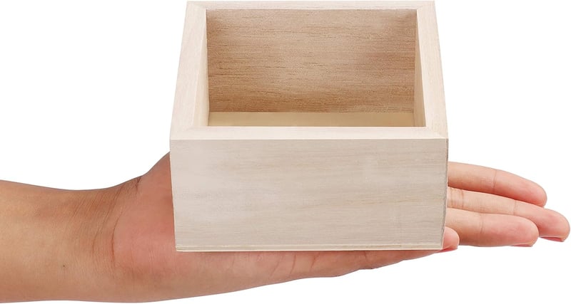 BELLE VOUS Négyzet alakú nyers fa tárolódoboz szett 4 db-os 9,5x9,5x5cm
