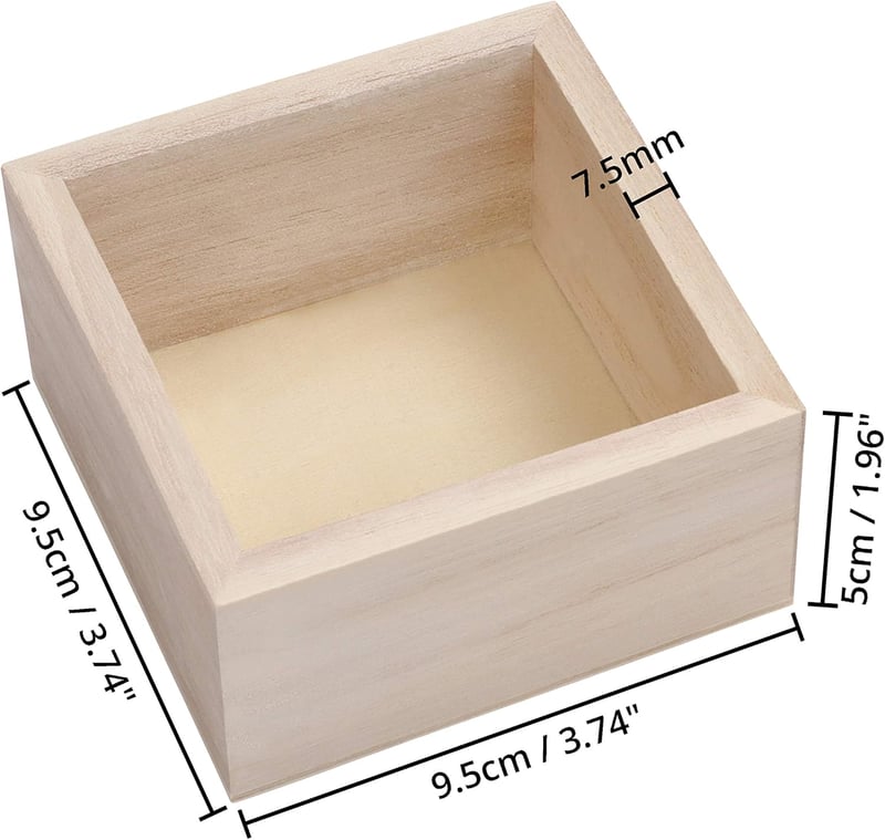 BELLE VOUS Négyzet alakú nyers fa tárolódoboz szett 4 db-os 9,5x9,5x5cm