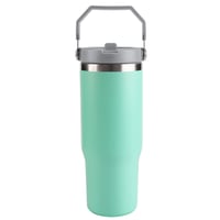 Nerezový termohrnček Belle Vous s viečkom a slamkou – 880 ml – svetlomodrý 1
