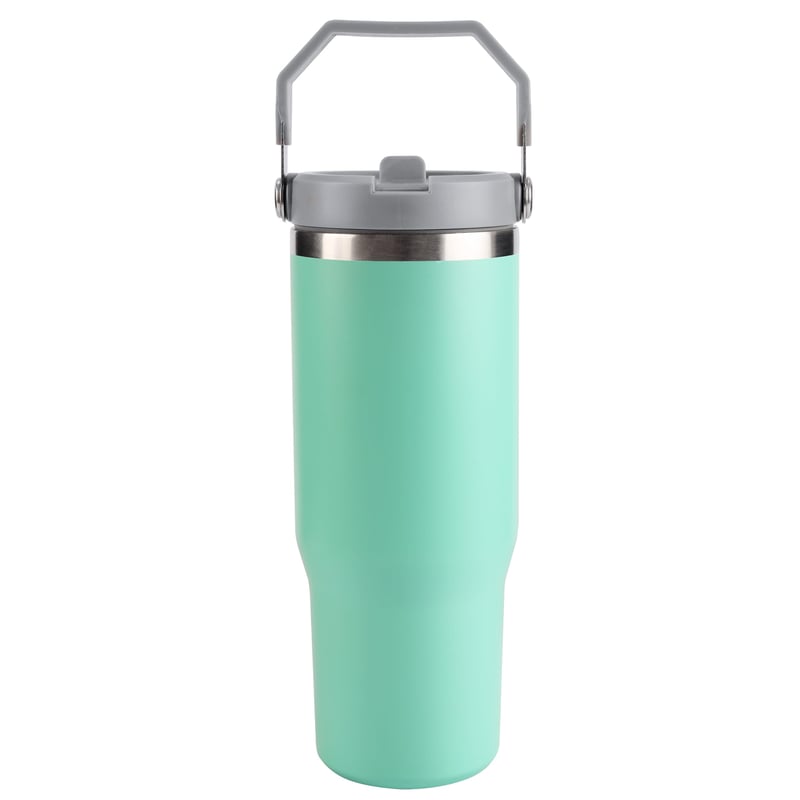Nerezový termohrnček Belle Vous s viečkom a slamkou – 880 ml – svetlomodrý