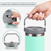 Belle Vous Rozsdamentes Termikus Bögre Szívószállal 880ml - Vákuum Kávés Pohár Forró és Hideg Italokhoz - Világoskék 3