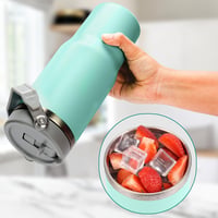 Belle Vous Rozsdamentes Termikus Bögre Szívószállal 880ml - Vákuum Kávés Pohár Forró és Hideg Italokhoz - Világoskék 4
