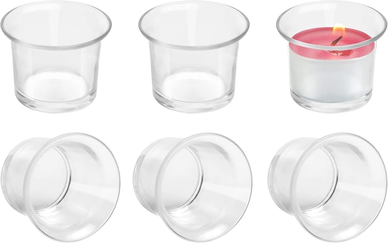Belle Vous Üveg Mécsestartó Szett 6 db - Teafény Tartó, Esküvő és Dekoráció