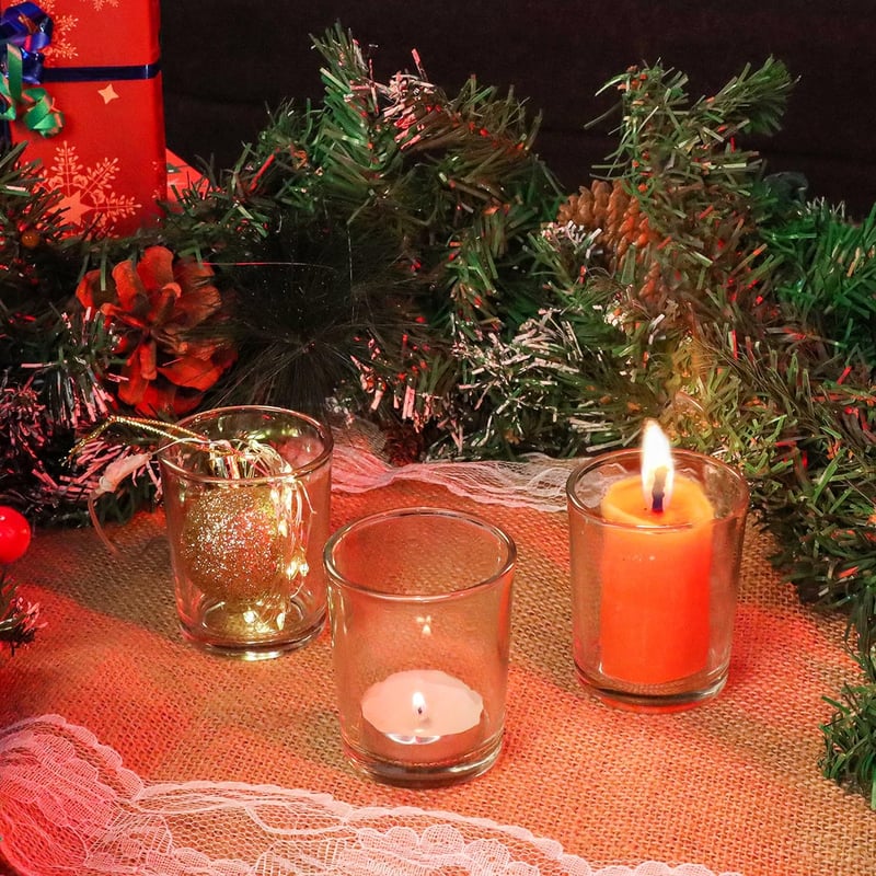Belle Vous Üveg Mécsestartó Szett 72 db - 5x6,5 cm Átlátszó Kristályüveg Gyertyatartó Esküvőre, Asztaldekorációhoz, Otthoni Kiegészítőnek, A