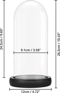 Belle Vous üvegharang fekete fa talppal 26,5 cm - dekoratív üveg harang tálcával 2