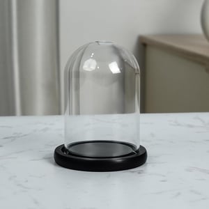 Belle Vous stakleno zvono s crnim drvenim postoljem - 9,7 cm