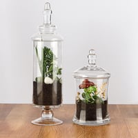 BELLE VOUS Viktoriánus stílusú dekoratív üveg cukordoboz fedővel 3 db, vintage tároló édességhez, sütinek, esküvői dekorhoz 5
