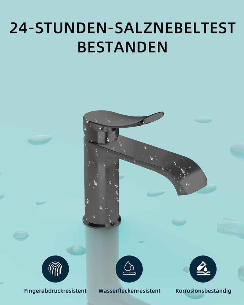 BELZ Modern Mosdó Csaptelep Vízesés Hatású Egyfuratú Gunmetal Kevert Csap