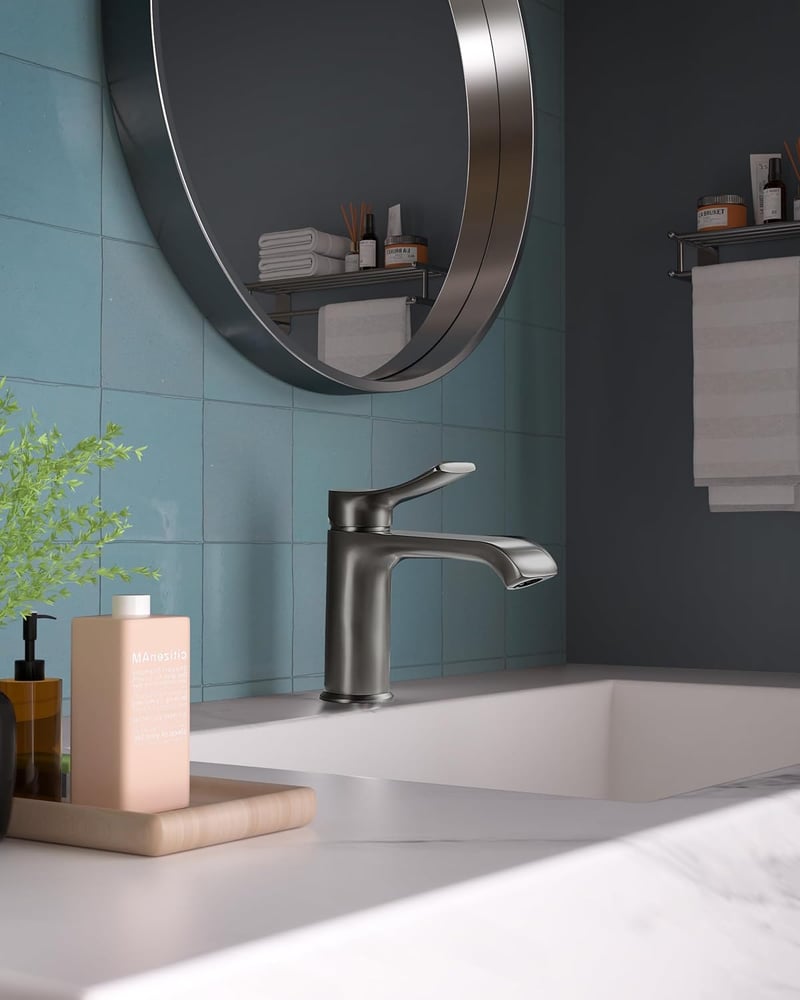 BELZ Modern Mosdó Csaptelep Vízesés Hatású Egyfuratú Gunmetal Kevert Csap