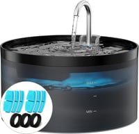 BEMOONY 3.2L Macska Ivófontána LED Világítással, 6+3 Szűrővel, Több Macskához - Cat Fountain + Filter 6 + Sponges 3 1