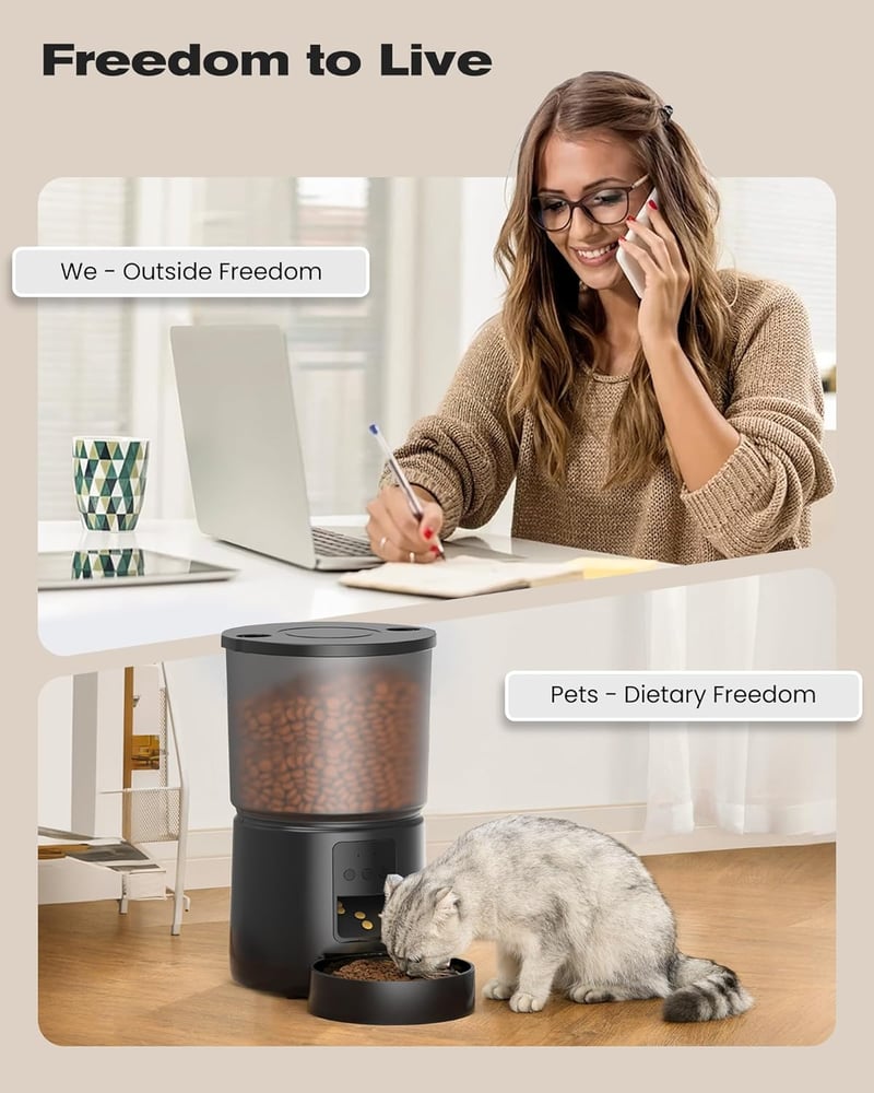 BEMOONY 5L WiFi Macskaeledető Automatikus Etető App Vezérléssel Hangfelvétellel