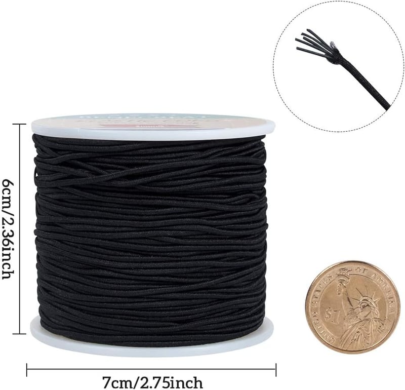BENECREAT 1,5 mm fekete rugalmas zsinór 70 m nyújtható szál gyöngy kézműves karkötő nyaklánc