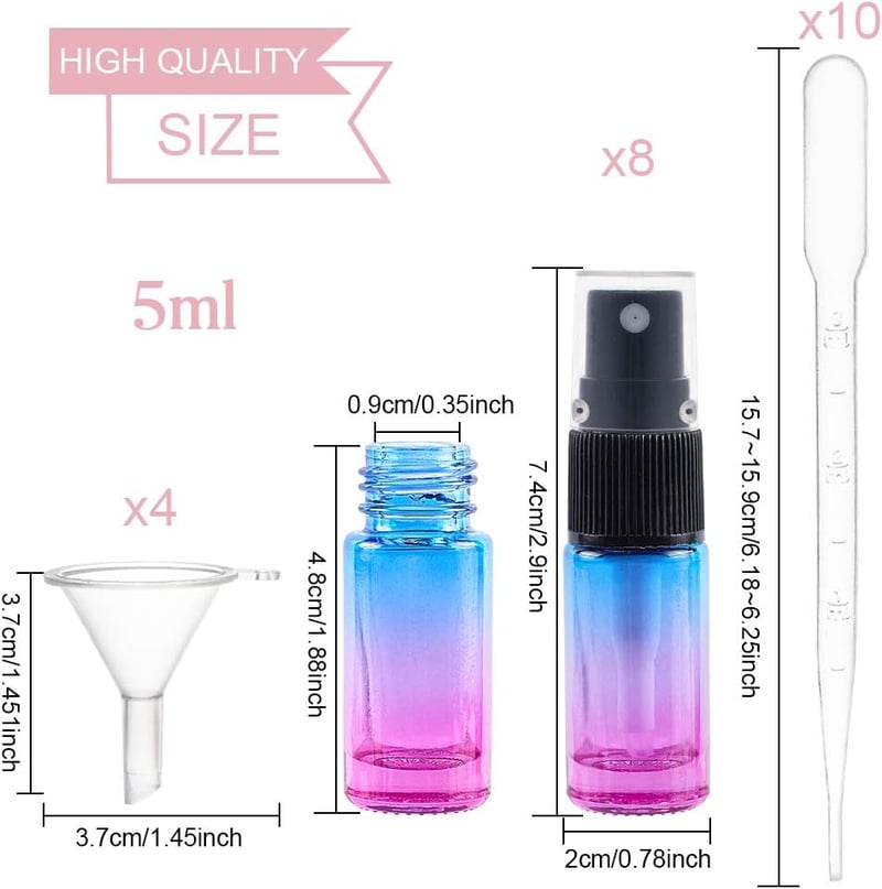 BENECREAT 10 db 5 ml Üveges Spray Palack Szórófejes Kozmetikai Parfüm Diszpenzerre - Spray Bottle, Glass