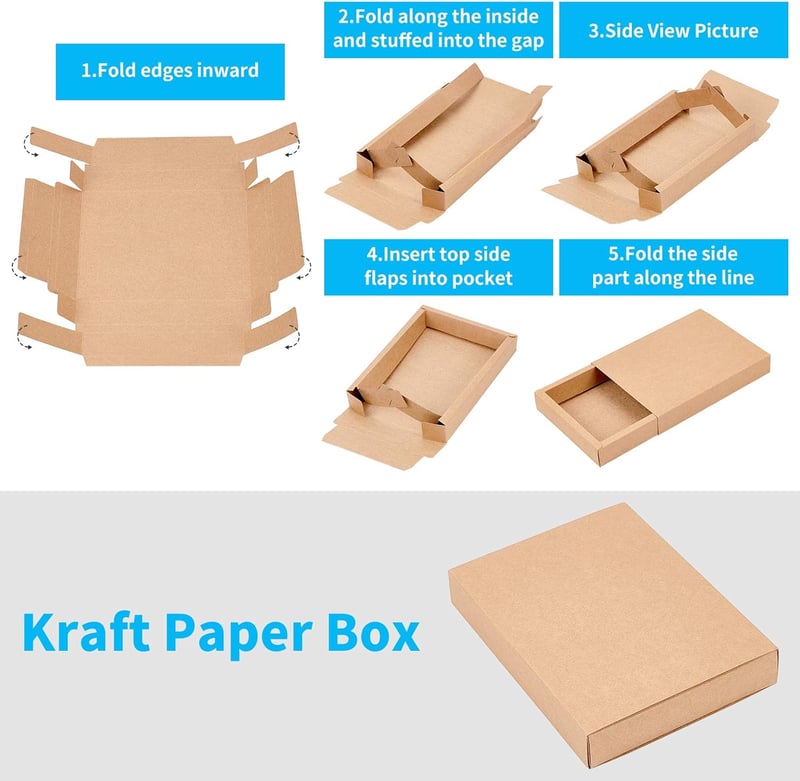 BENECREAT 10 db Kraft Papír Ékszertartó Doboz 20x15x3 cm Barna Ajándék Csomagolás