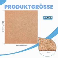 Set 10 plăci de plută BENECREAT, 300x300 mm, grosime 2 mm, suport din plută maro-nisipiu, pentru avizier, decorațiuni de perete și proiecte DIY de artizanat 2
