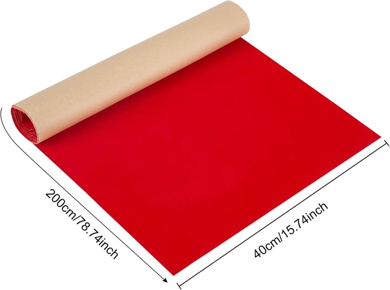 BENECREAT 200x40 cm Öntapadós Vörös Bársony Fiók Betét Ékszer Tároláshoz