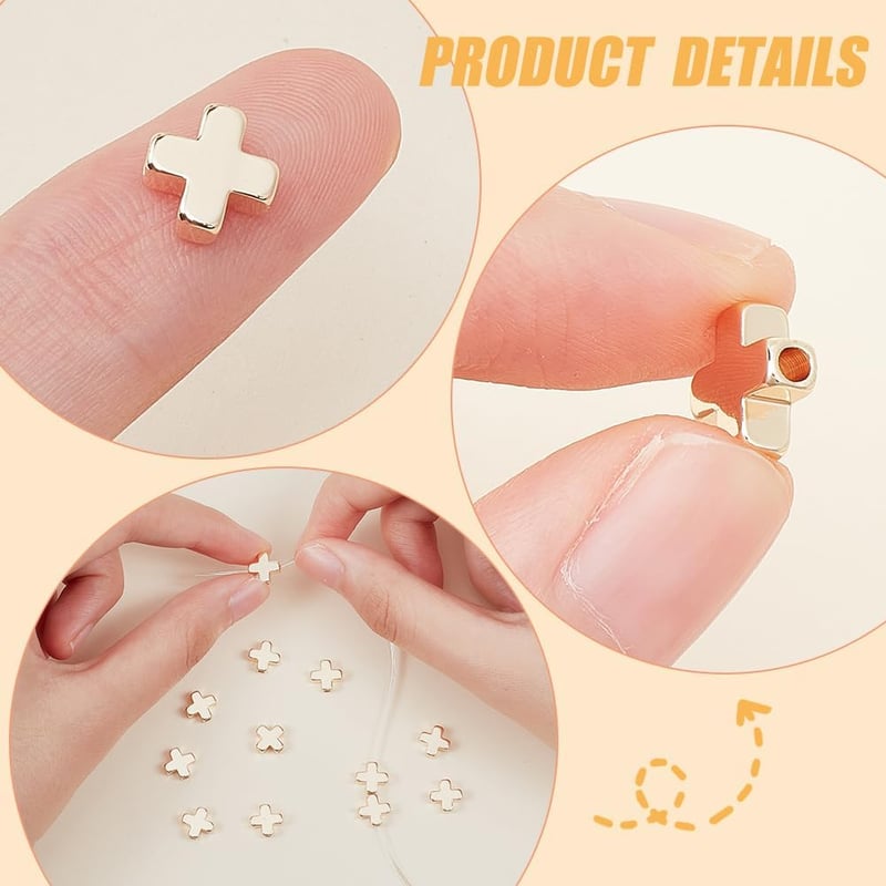 BENECREAT 20db 18 Karátos Aranyozott Fém Gyöngy Kereszt Alakú DIY Ékszerkészítéshez 8x8x3mm