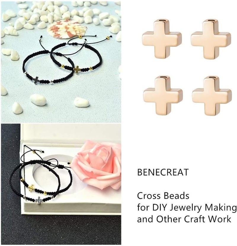 BENECREAT 20db 18 Karátos Aranyozott Fém Gyöngy Kereszt Alakú DIY Ékszerkészítéshez 8x8x3mm