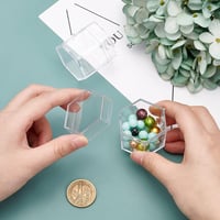 BENECREAT 21 db Átlátszó Hatszög Akril Tároló Doboz Gyöngy Tároláshoz 45x42mm 3