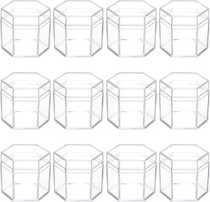 BENECREAT šesterokutna prozirna akrilna kutija za pohranu - 5,6x5x5 cm - 21 kom
