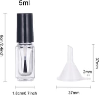 BENECREAT 24 db 5 ml üres körömlakk üveg átlátszó palack ecsettel és tölcsérrel 2