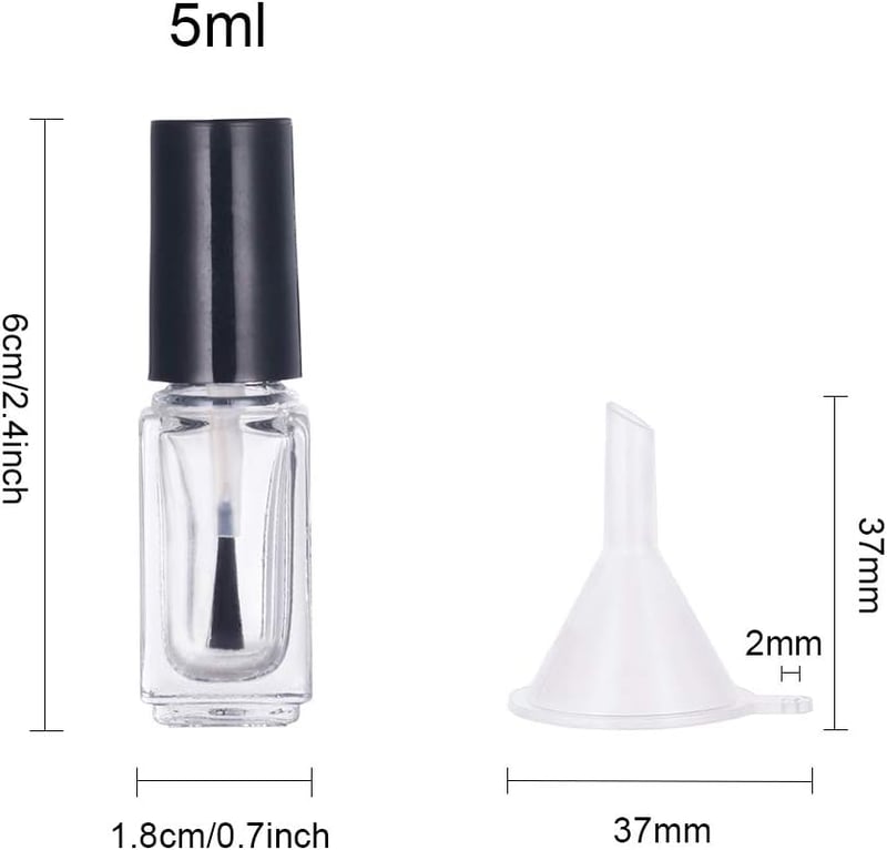 BENECREAT 24 db 5 ml üres körömlakk üveg átlátszó palack ecsettel és tölcsérrel