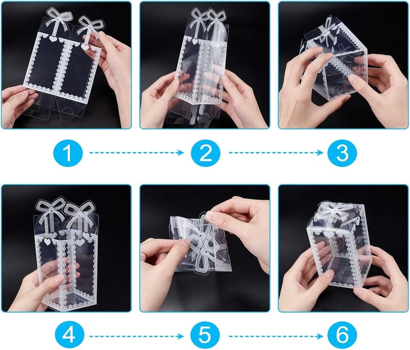 BENECREAT 24 db Átlátszó Masnis Ajándékdoboz 12x7x7 cm Esküvői Dekorációs Csomagolás