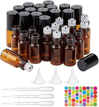 BENECREAT 30 db 3 ml Barna Üveg Roller Palack Illóolaj Adagoló Fekete Kupakkal Szett 1