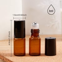 BENECREAT 30 db 3 ml Barna Üveg Roller Palack Illóolaj Adagoló Fekete Kupakkal Szett 2