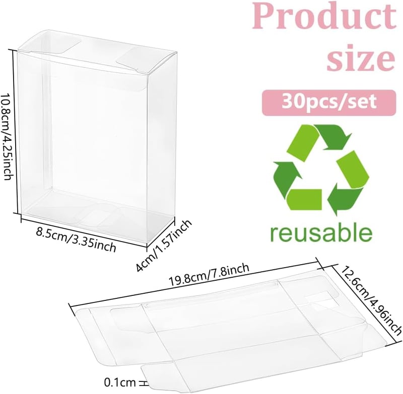 BENECREAT 30 db Átlátszó Ajándékdoboz 10,8x8,5x4 cm PVC Esküvői Bonbondoboz - Rechteck, 11 x 8.5 x 4 cm