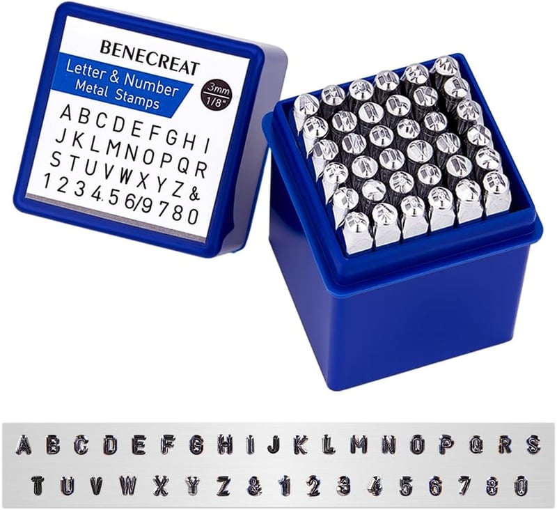 BENECREAT 36 darabos 3mm betű és szám bélyegző készlet fém kézműves szerszám