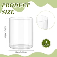 BENECREAT 4 db Átlátszó Üveg Váza, 12 cm Hengeres Virágváza Asztaldíszekhez, Úszógyertyákhoz, Éttermi, Otthoni Dekorációhoz 2
