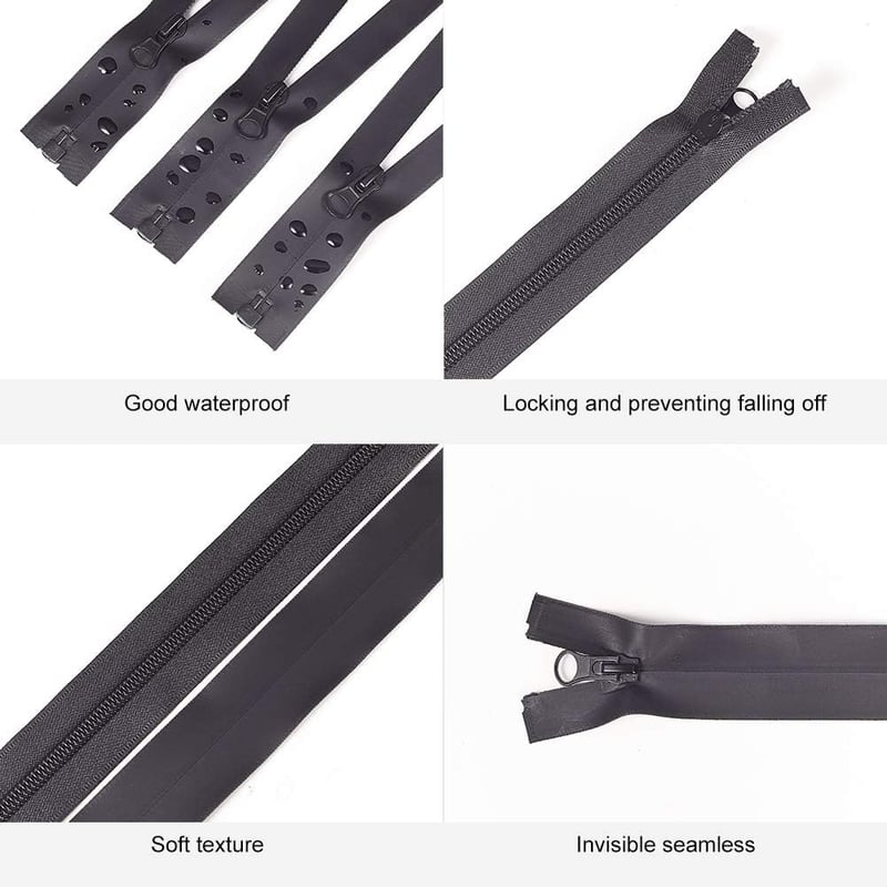 BENECREAT 5db 80cm Vízálló Nylon Cipzár Fekete Kabáthoz Kabáthoz Hátizsákhoz - 80cm, black